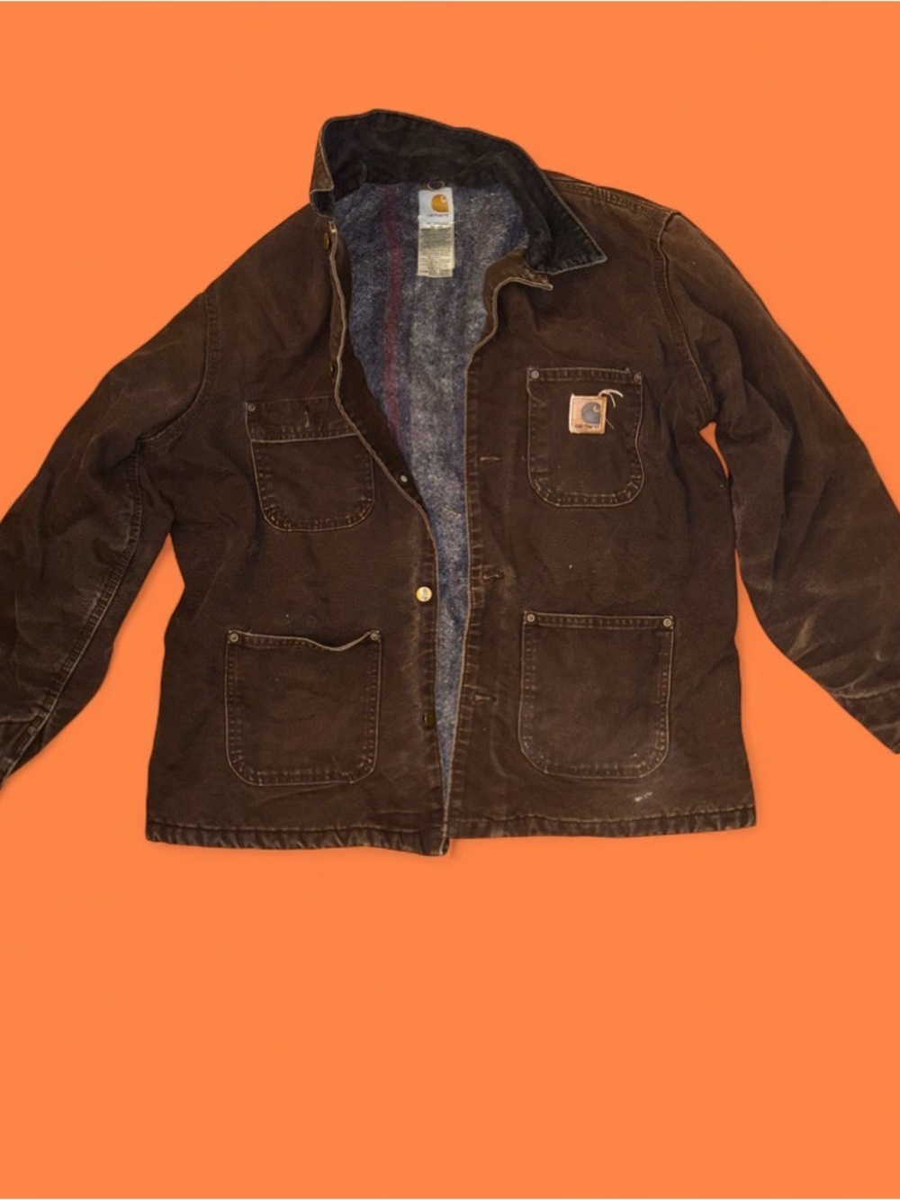 Carhartt Brown Canvas Field Jacket with Sherpa Lining